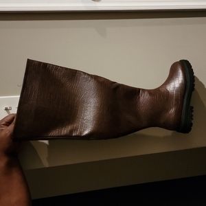 Crocodile wide calf boots